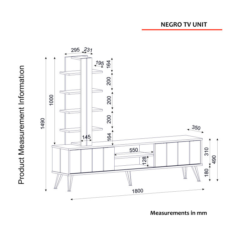 Comoda TV Negro - 1 | YEO