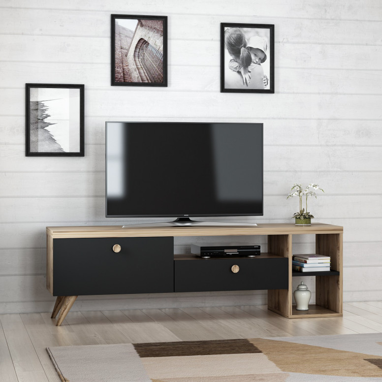 Comoda TV Parion Negru-Oak - 2 | YEO