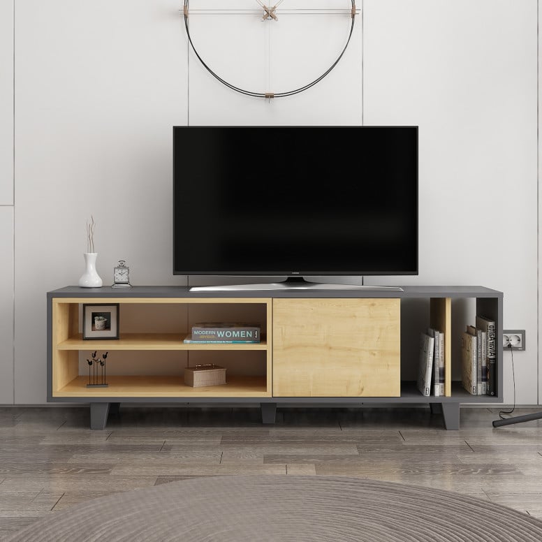 Comoda TV Rosmar - Antracit, Oak - 1 | YEO