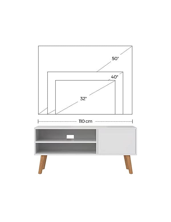 Comoda TV, Vasagle, LTV09WT, Alb, 110 x 40 x 49 cm - 4 | YEO