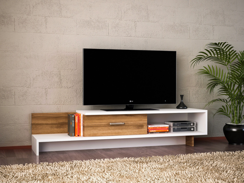 Comoda TV Wrap - Alb, Walnut