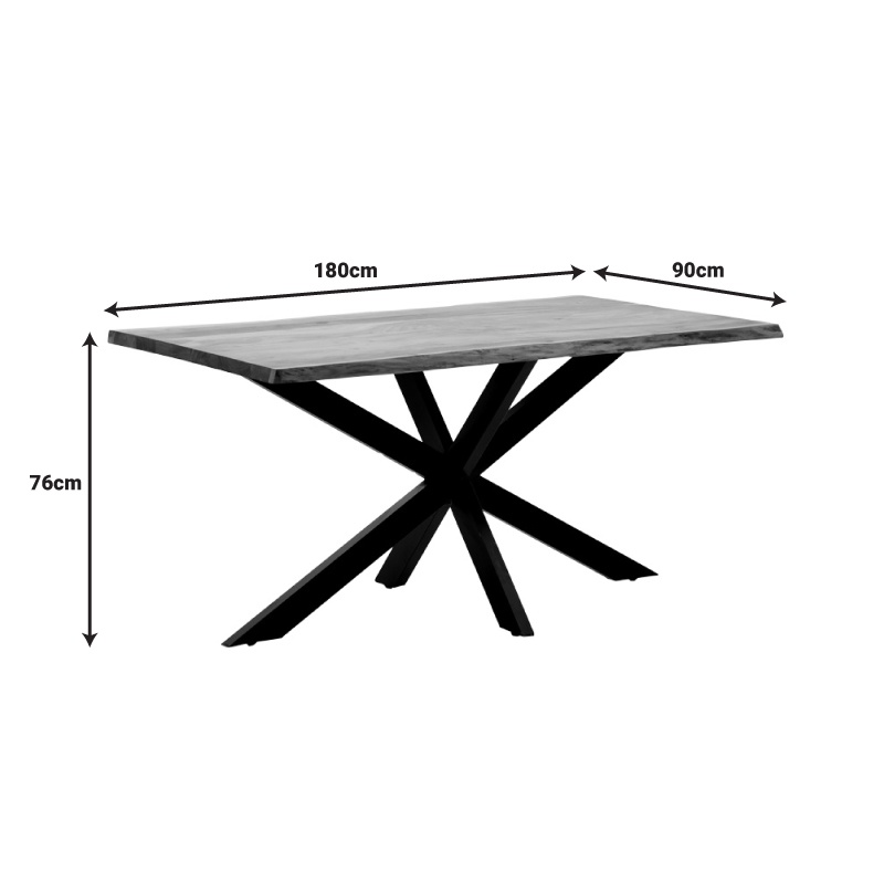 Consola Miles Boho, Pako World, lemn masiv de salcam, Grosime 3.7 cm, Natural, 180x90x76 cm