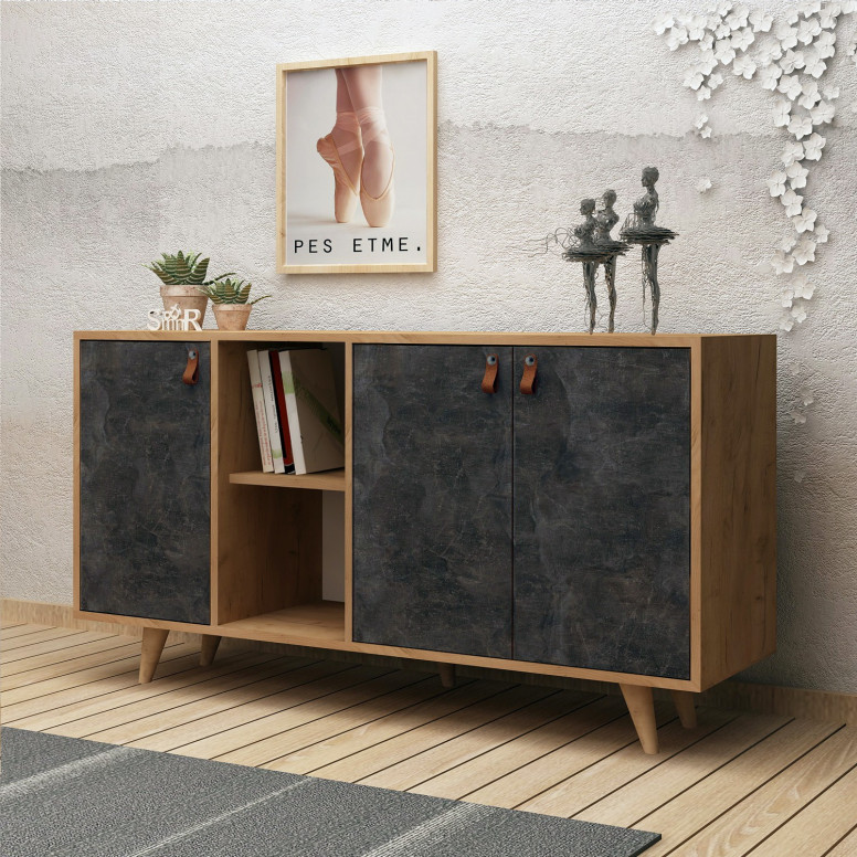 Consola Planky Oak-Dark Concrete - 2 | YEO