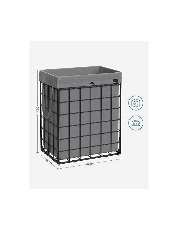 Cos pentru rufe, Songmics, LCB190G01, Gri, 90L