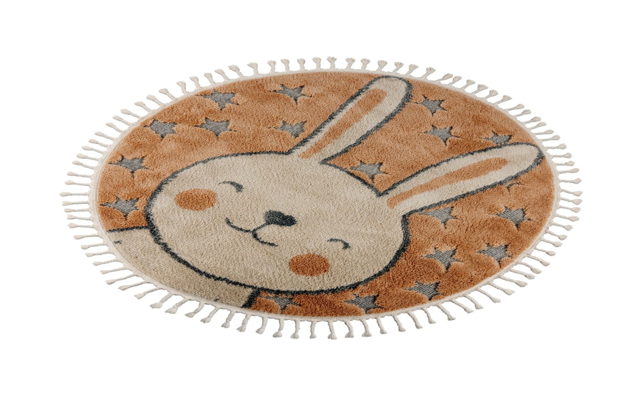 Covor rotund copii Fano Portocaliu 133x133 cm - 1 | YEO