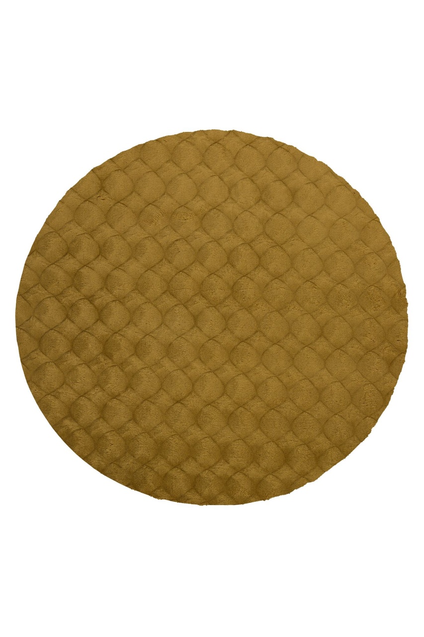 Covor rotund Diamond Cut Galben inchis 120x120 cm