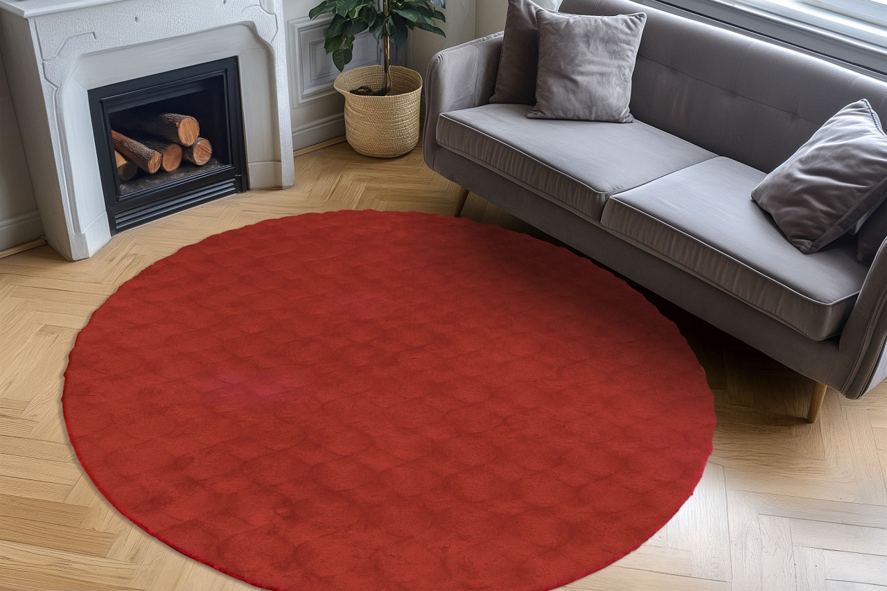 Covor rotund Diamond Cut Rosu 200x200 cm - 2 | YEO