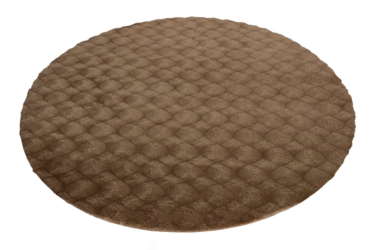 Covor rotund Diamond Cut Taupe 120x120 cm - 1 | YEO