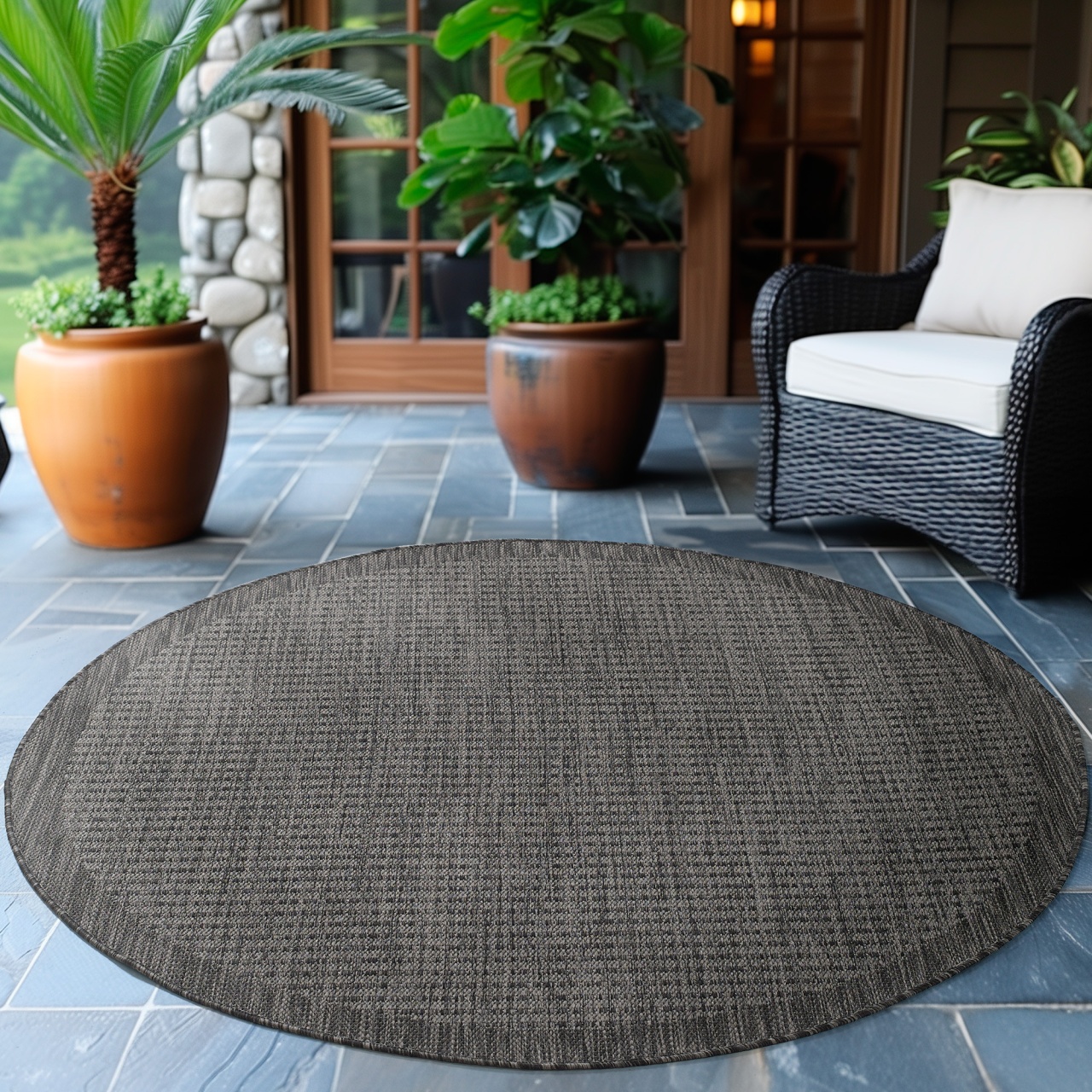 Covor rotund Giza Negru 160x160 cm - 1 | YEO