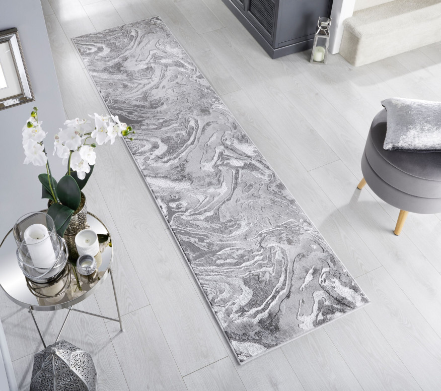 Covor traversă Marbled Argintiu 80X300 cm, Flair Rugs