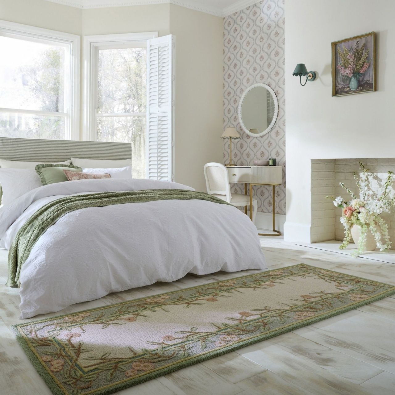 Covor traversa Verona Floral Wool Multicolor 80x300 cm