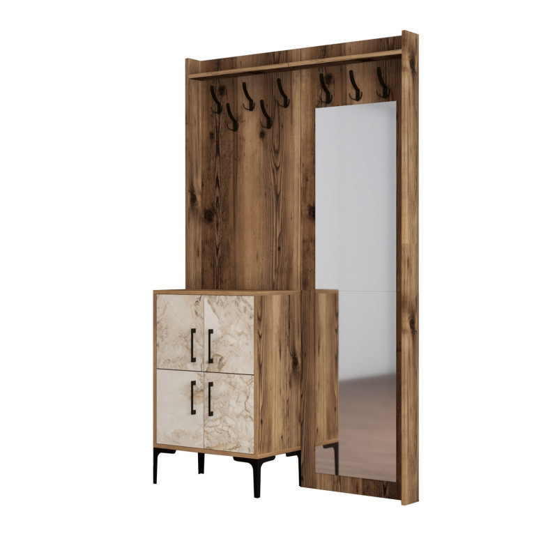 Cuier pentru Hol Berlin BC - Walnut, Alb Marble - 4 | YEO