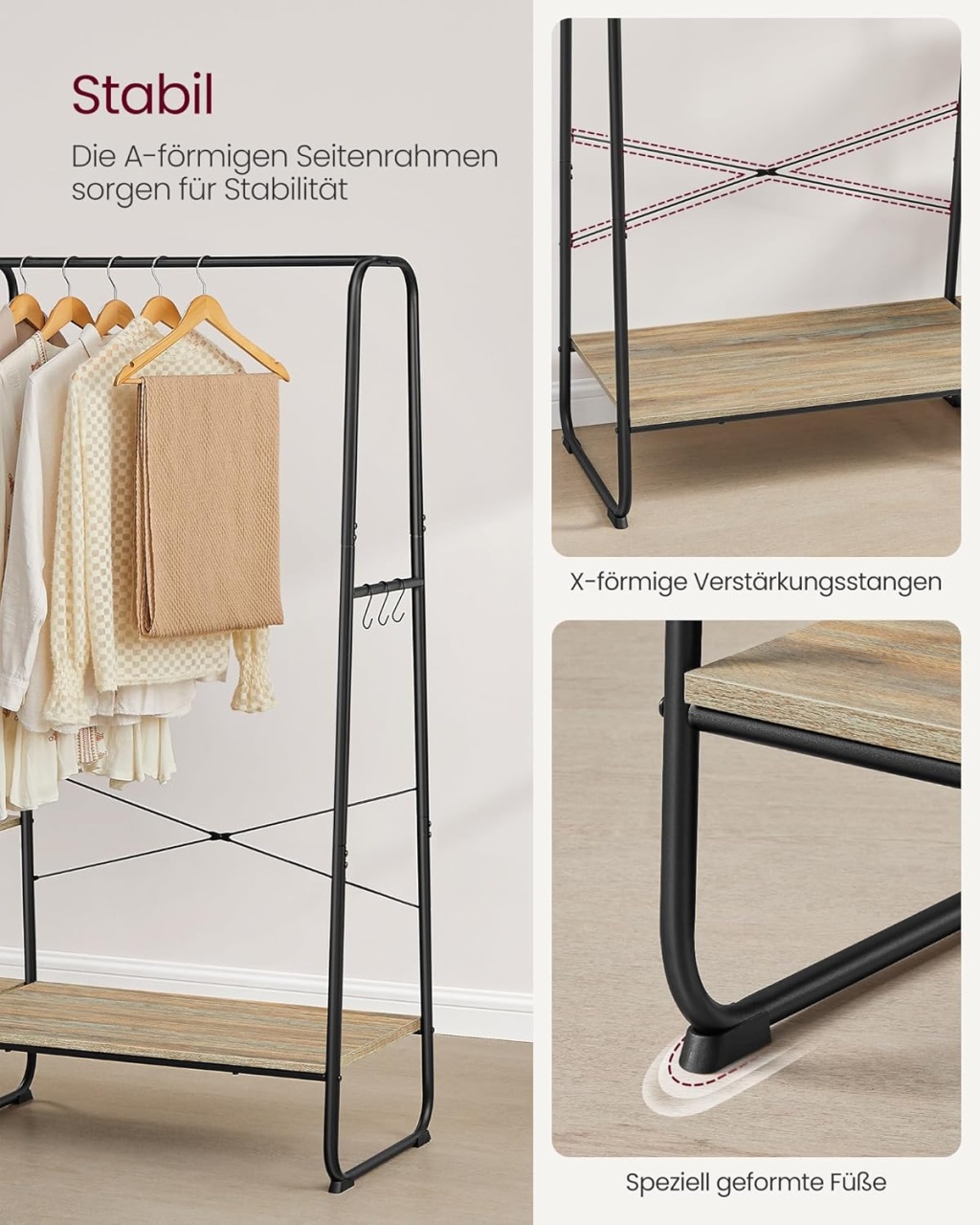 Cuier Vasagle Turcoaz 120x45x160 cm - 3 | YEO