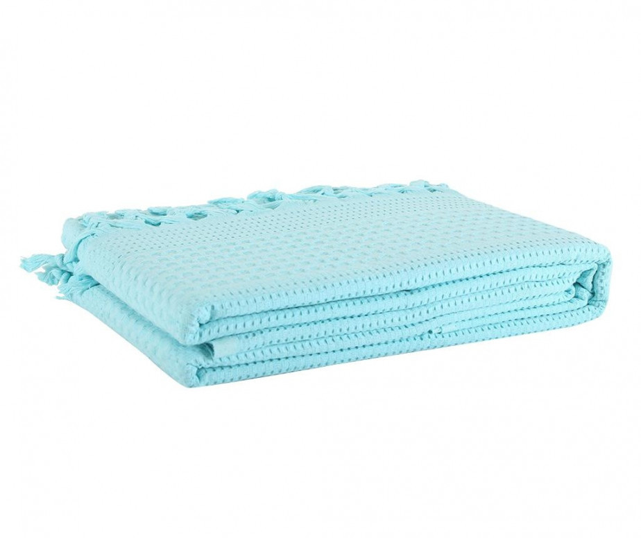 Cuvertura Handmade Pique Aqua 220x240 cm (Bumbac 100%) - 1 | YEO