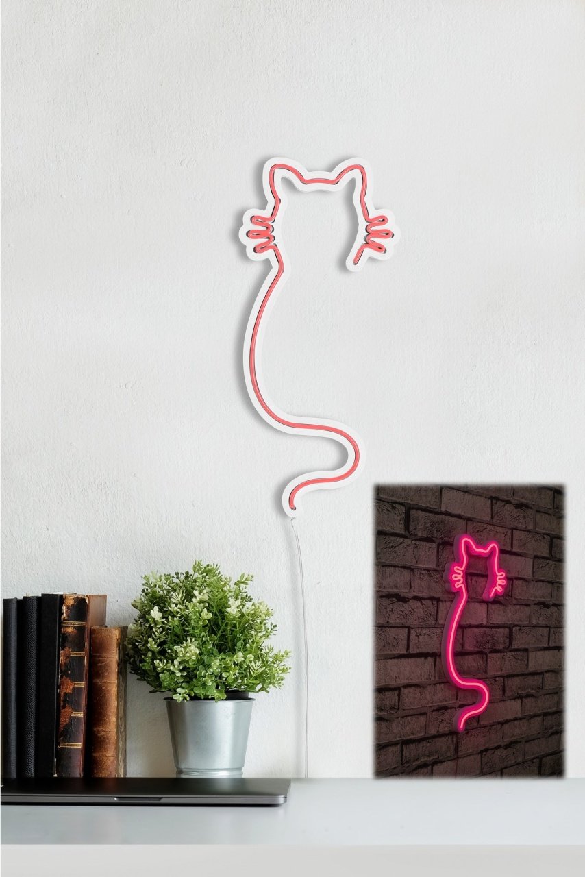 Decoratiune luminoasa LED de perete Cat Roz 22x48x2 cm - 2 | YEO