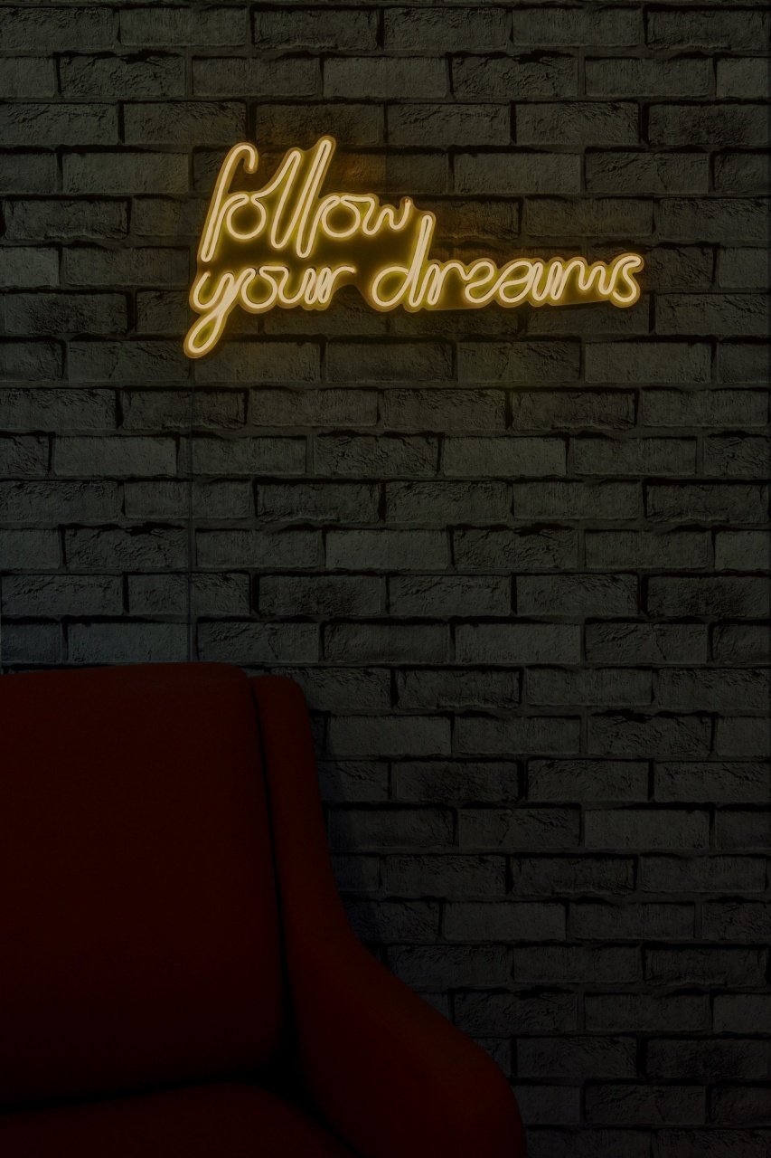 Decoratiune luminoasa LED de perete Follow Your Dreams Galben 60x32x2 cm - 2 | YEO