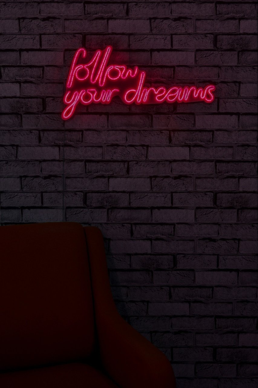 Decoratiune luminoasa LED de perete Follow Your Dreams Rosu 60x32x2 cm - 1 | YEO