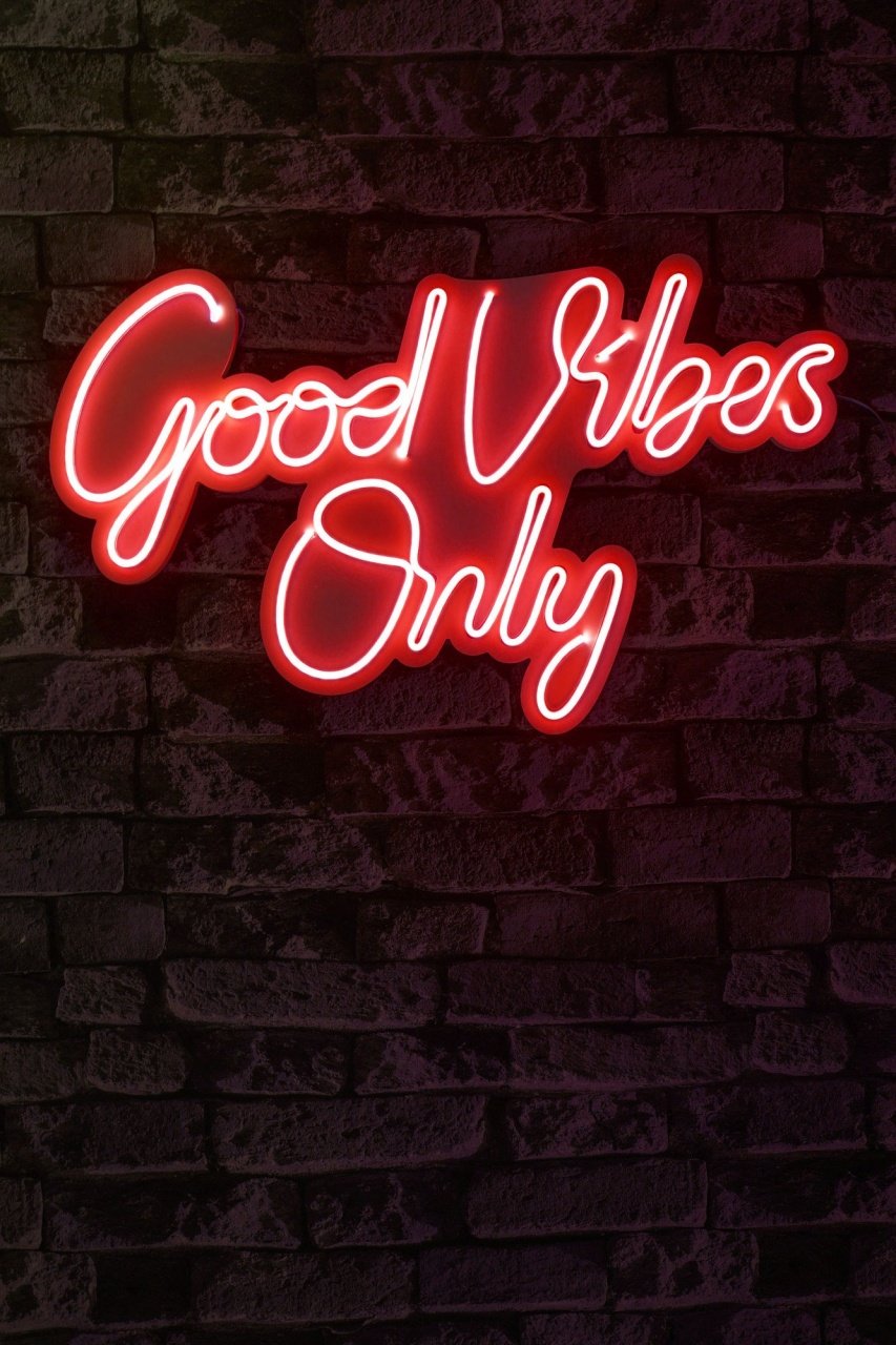 Decoratiune luminoasa LED de perete Good Vibes Only 2 Rosu 37x62x2 cm - 2 | YEO