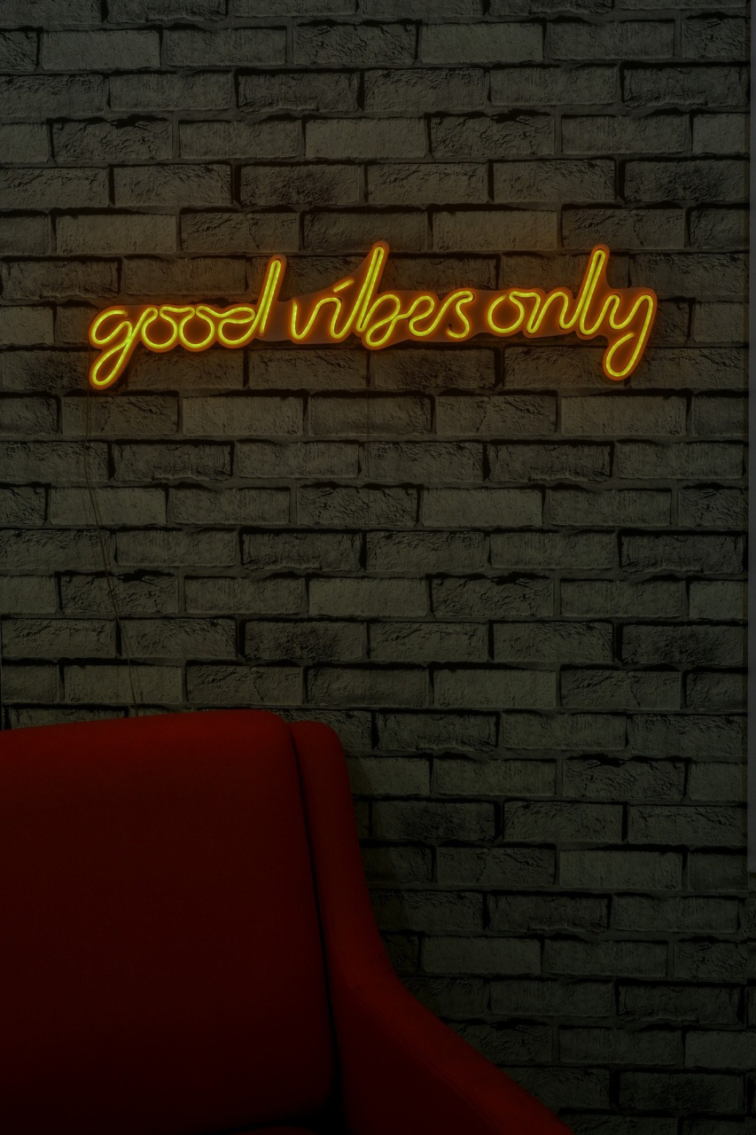 Decoratiune luminoasa LED de perete Good Vibes Only Galben 76x19x2 cm - 2 | YEO