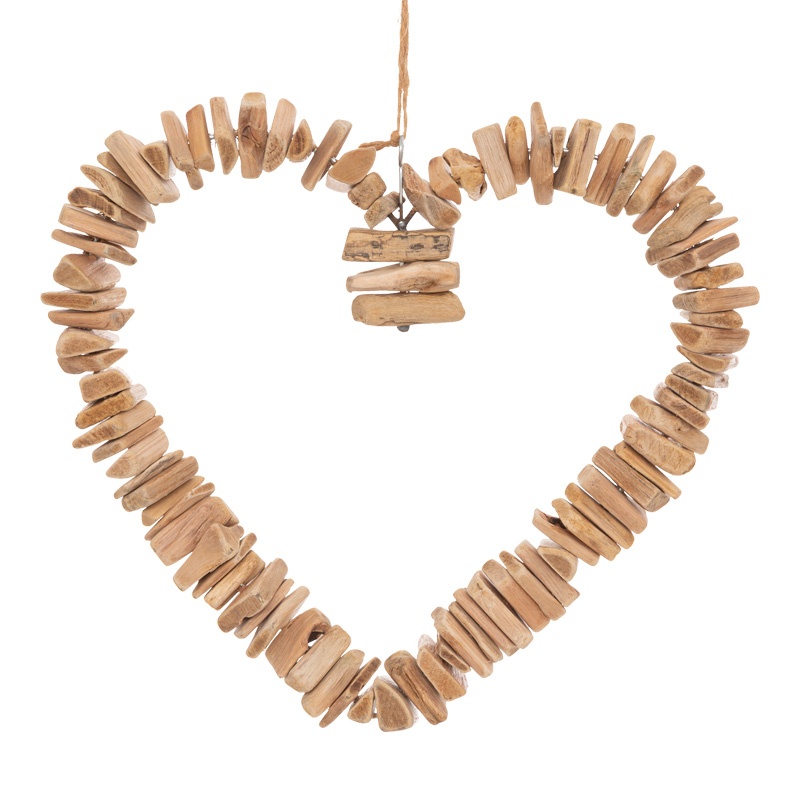 Decoratiune perete inima lemn Herea Natural 36x4.5x37 cm