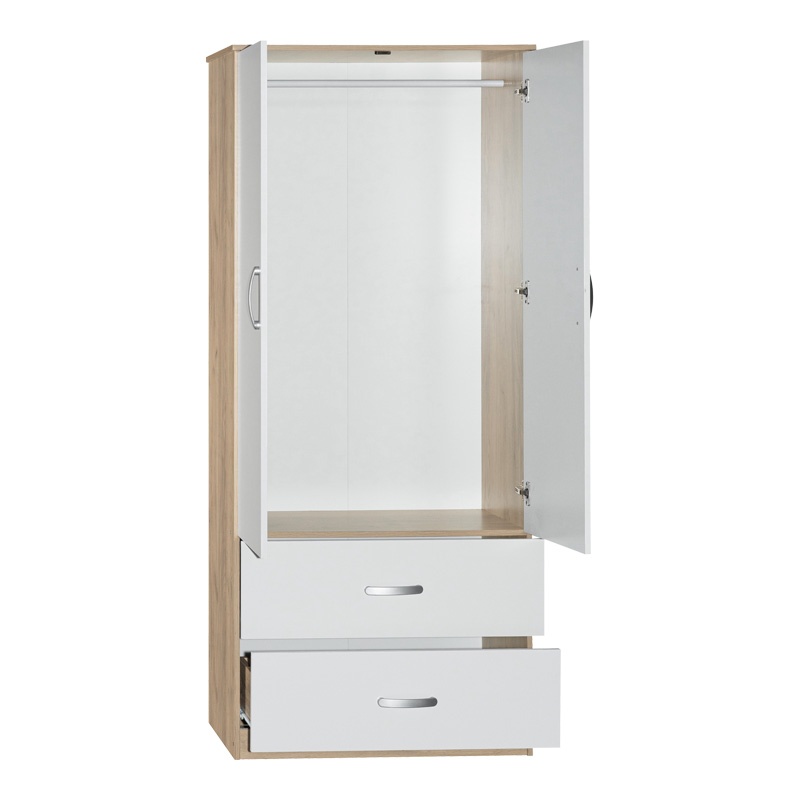 Dulap 2 usi cu 2 sertare Zelia Alb 79x42x180 cm - 2 | YEO