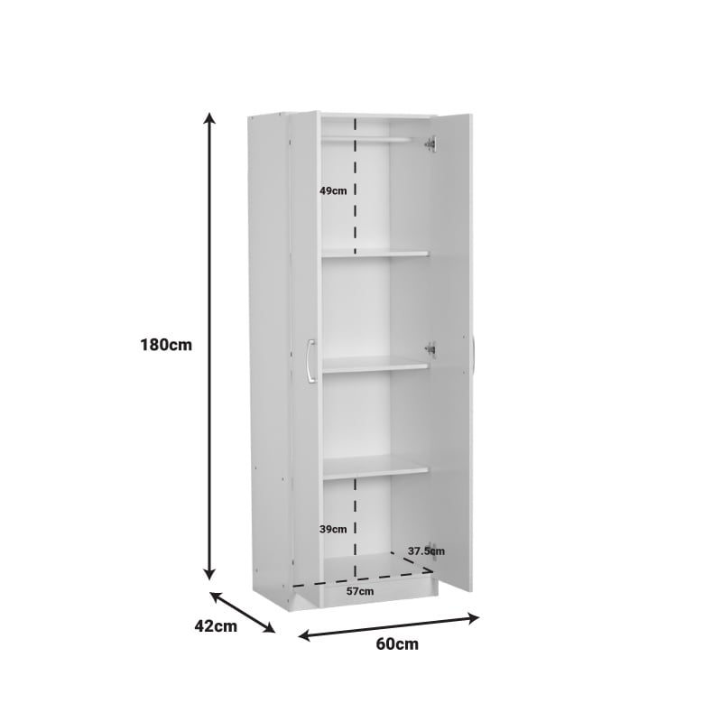 Dulap 2 usi Jonar alb melamina 60x42x180 cm - 3 | YEO