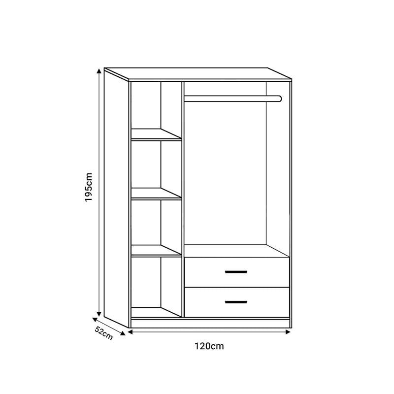 Dulap cu 3 usi Edritte Pako World Nuc deschis 120x52x195 cm