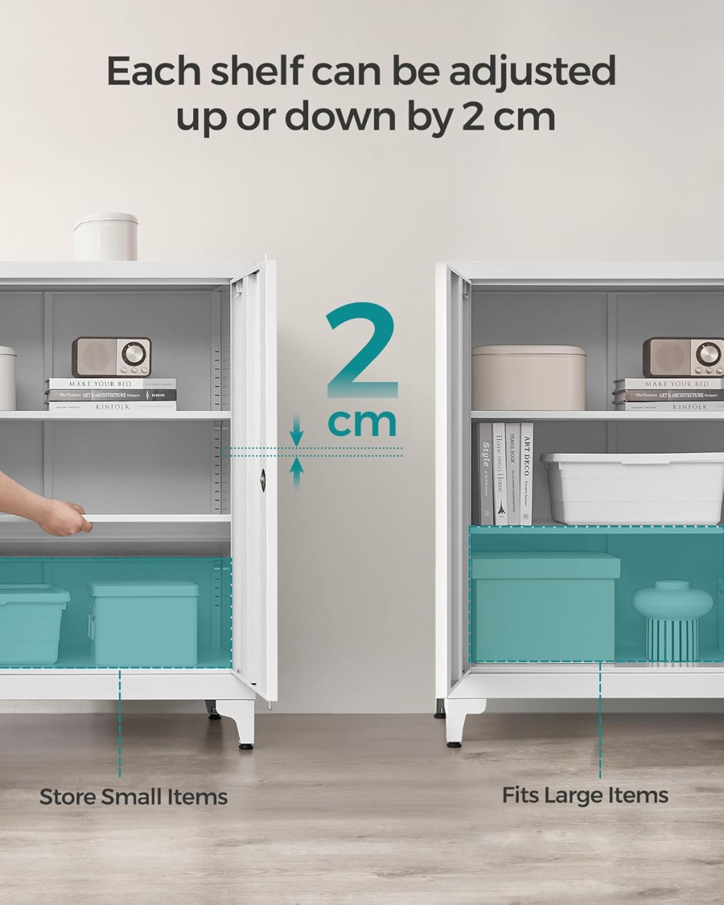 Dulap de depozitare din metal, Songmics, Gray, 40 x 80 x 90 cm