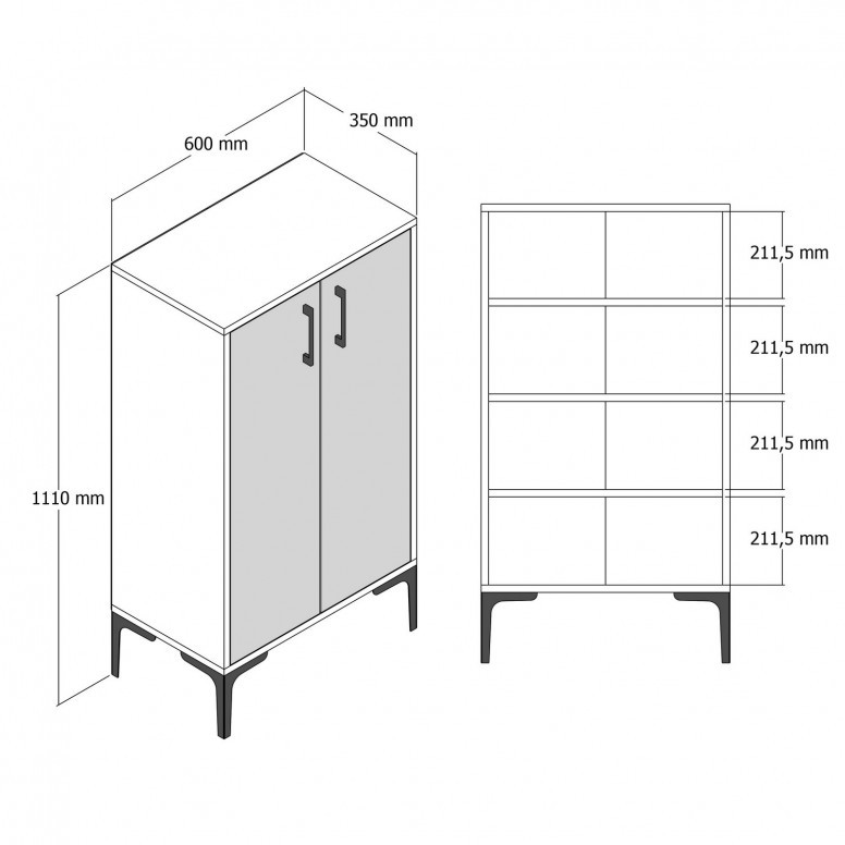 Dulap Pantofi Prag - Walnut, Alb - 5 | YEO