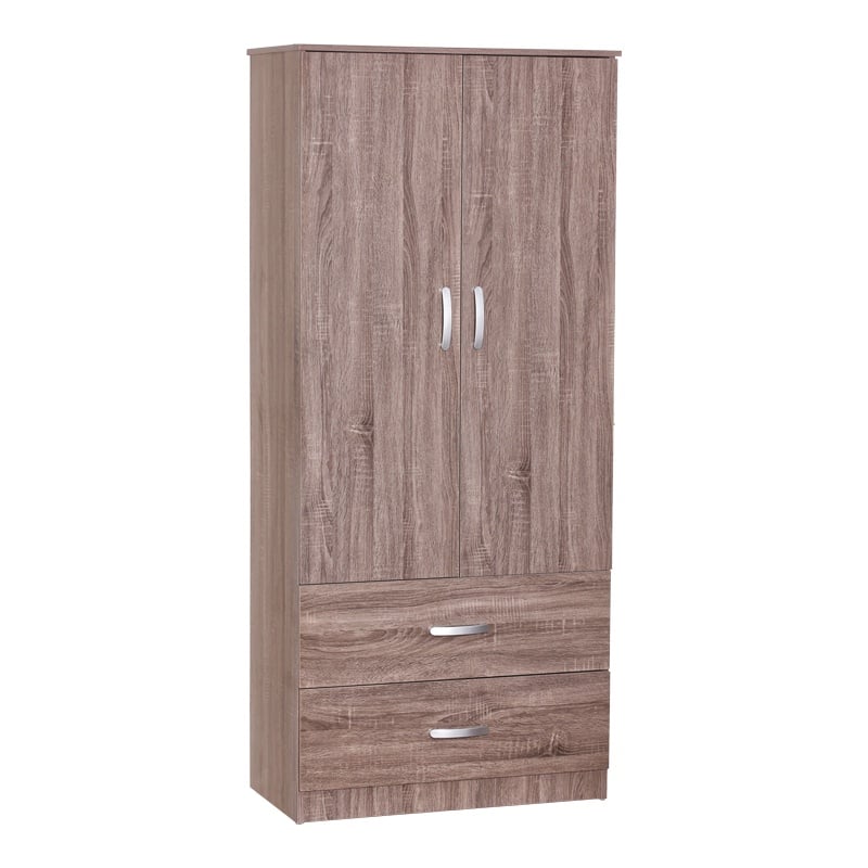 Dulap Zelia cu doua usi si doua sertare culoare nuc 79x42x180 cm