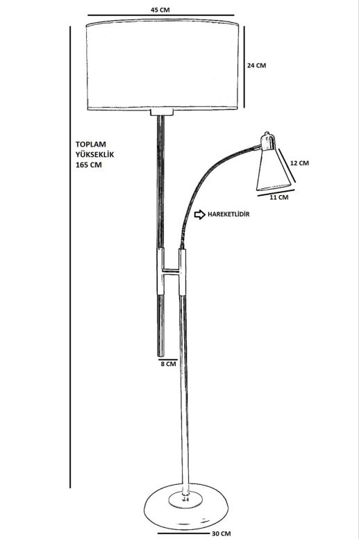 Lampadar Forza Siyah Lambader Silindir Renkli Abajurlu Multicolor - 3 | YEO