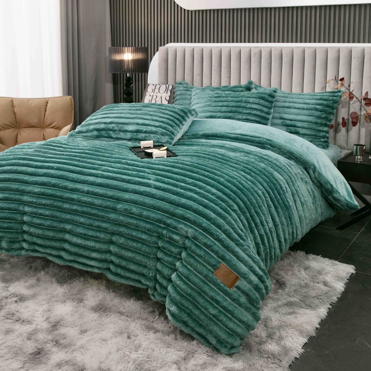 Lenjerie cocolino cu elastic 180x200 Liny V2 Verde deschis (Cocolino)