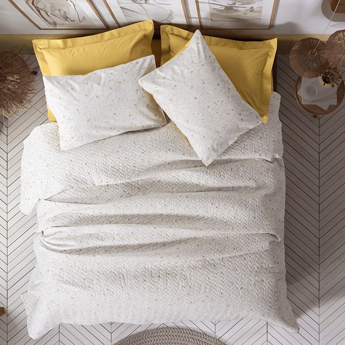 Lenjerie matlasata cu elastic 160x200 Tiny Galben (Bumbac 100%)