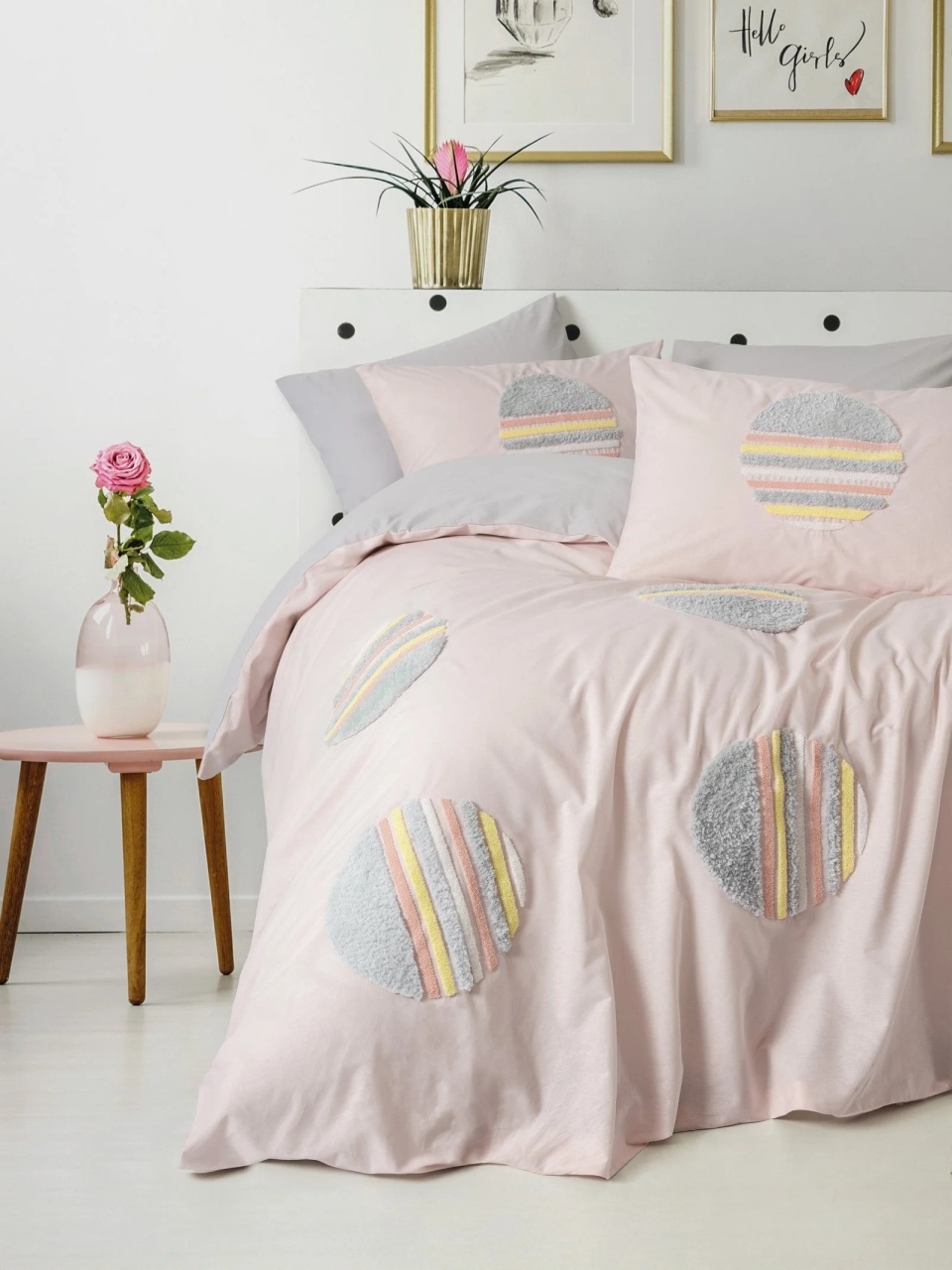 Lenjerie Puff Tuft Gri (Bumbac 100%)