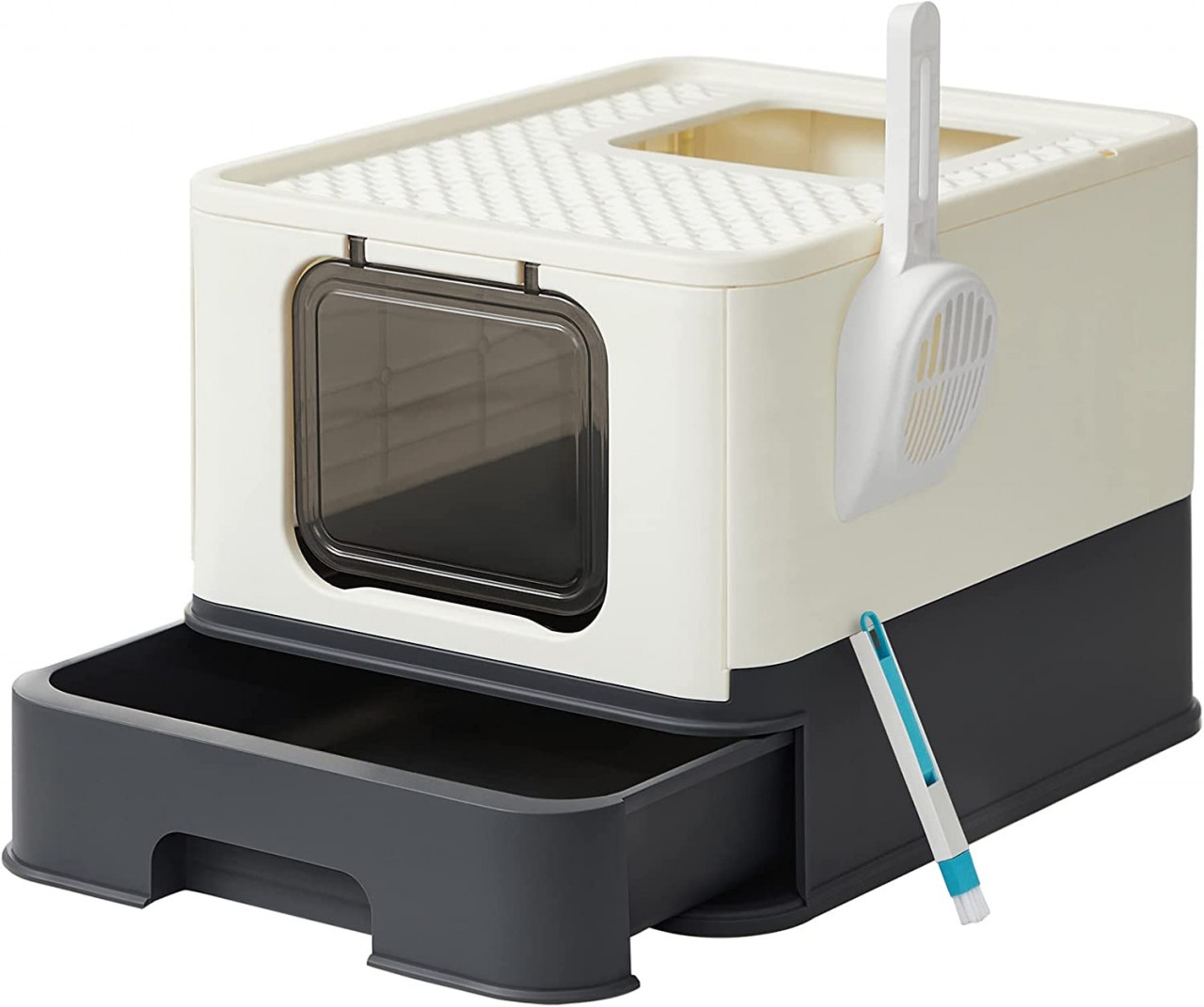 Litiera acoperita cu setar, Feandrea, Alb, 54.3×42.5×37.8 cm