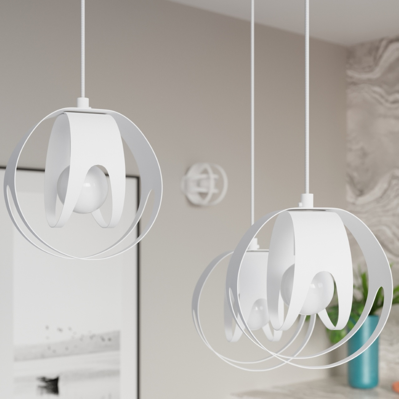 Lustra suspendata Tulos Alb 16x16x125 cm