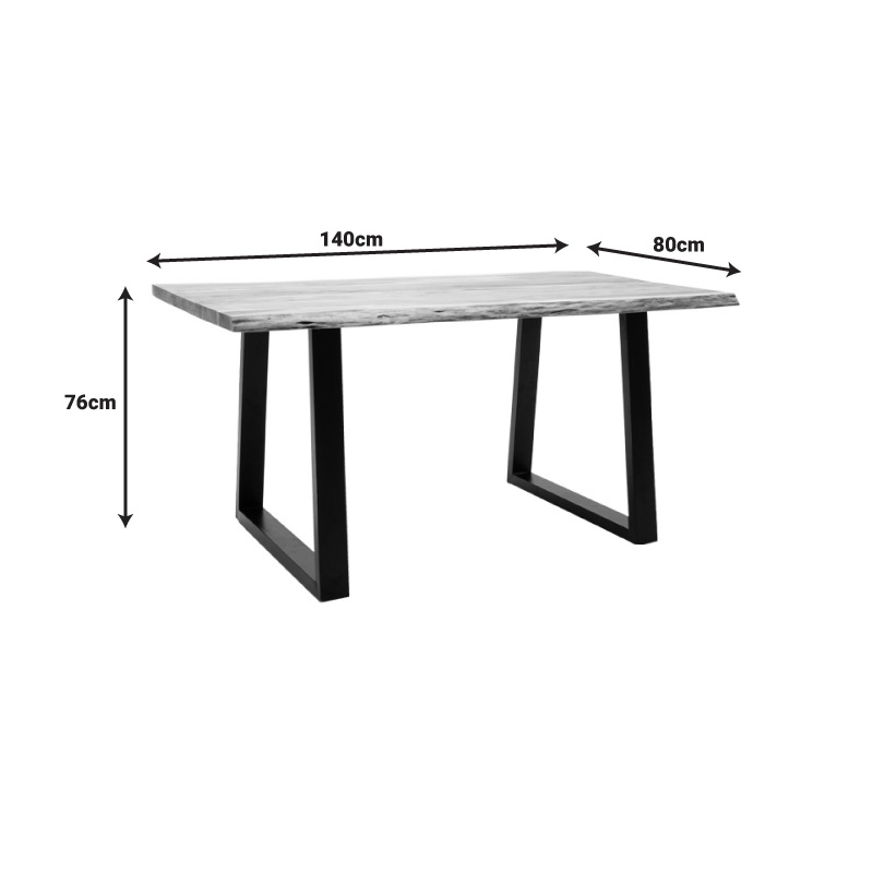 Masa Boho Miles, Pako World, Lemn de salcam grosime 2.5 cm, Natural, 140x80x76 cm