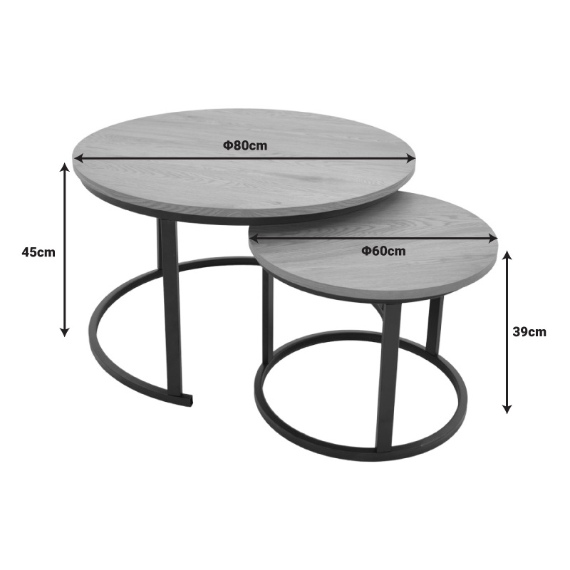 Masa de cafea Revelon, Pako World, MDF, 2 piese, Nuc, 80x80x45 cm