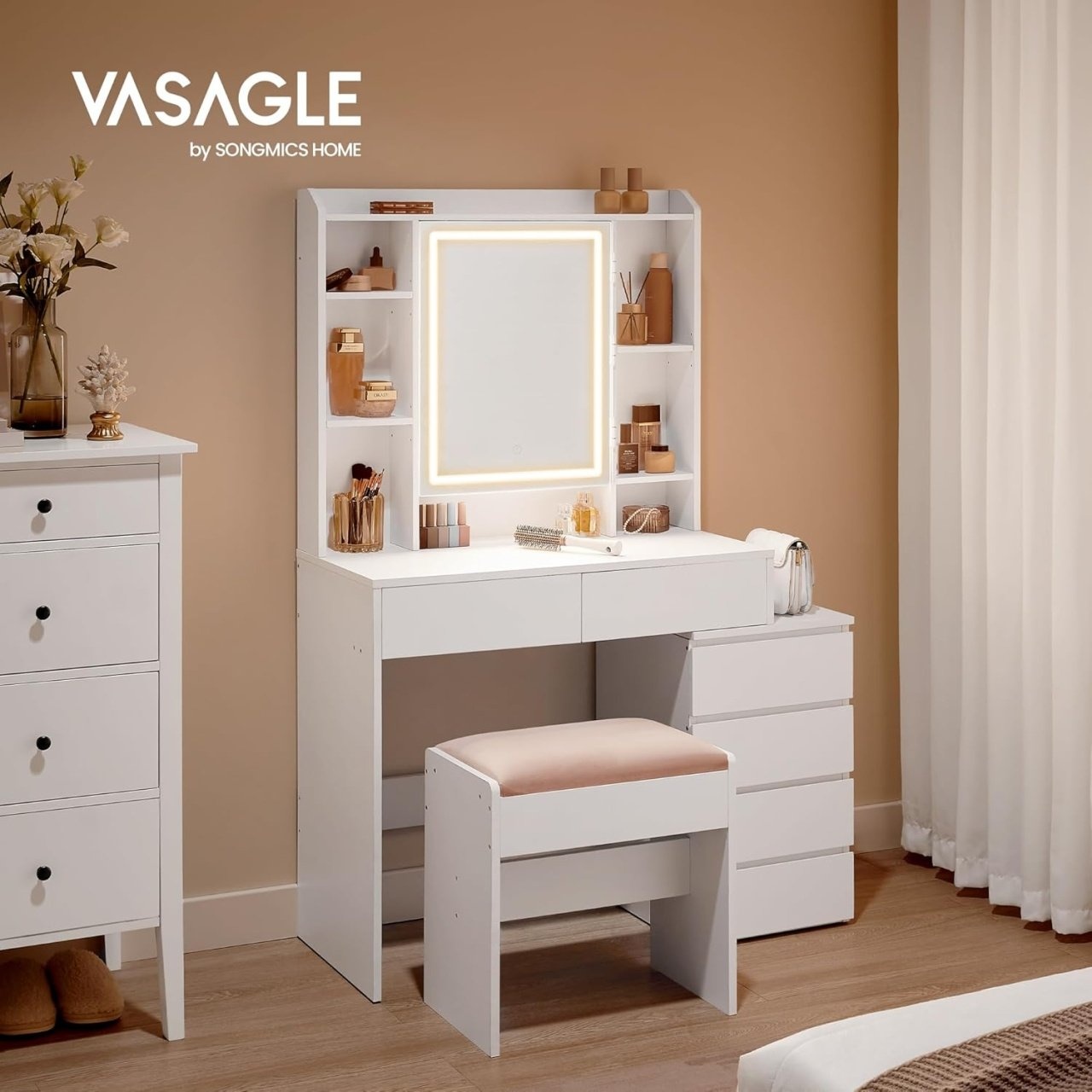 Masa de toaleta Vasagle Alb 40 x 97.5 x 145 cm