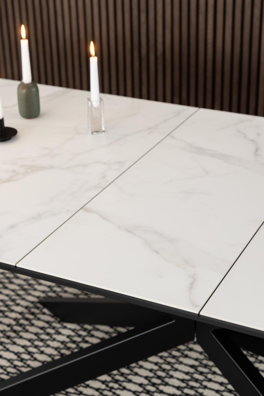 Masa dining Irwine, Alb, 76x240x100 cm - Imagine 3