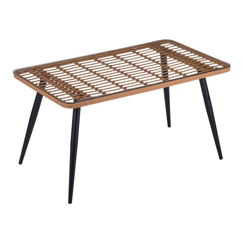 Masa dining Naoki, Pako World, Sticla-Ratan, Lemn, 140x80x78 cm - 2 | YEO