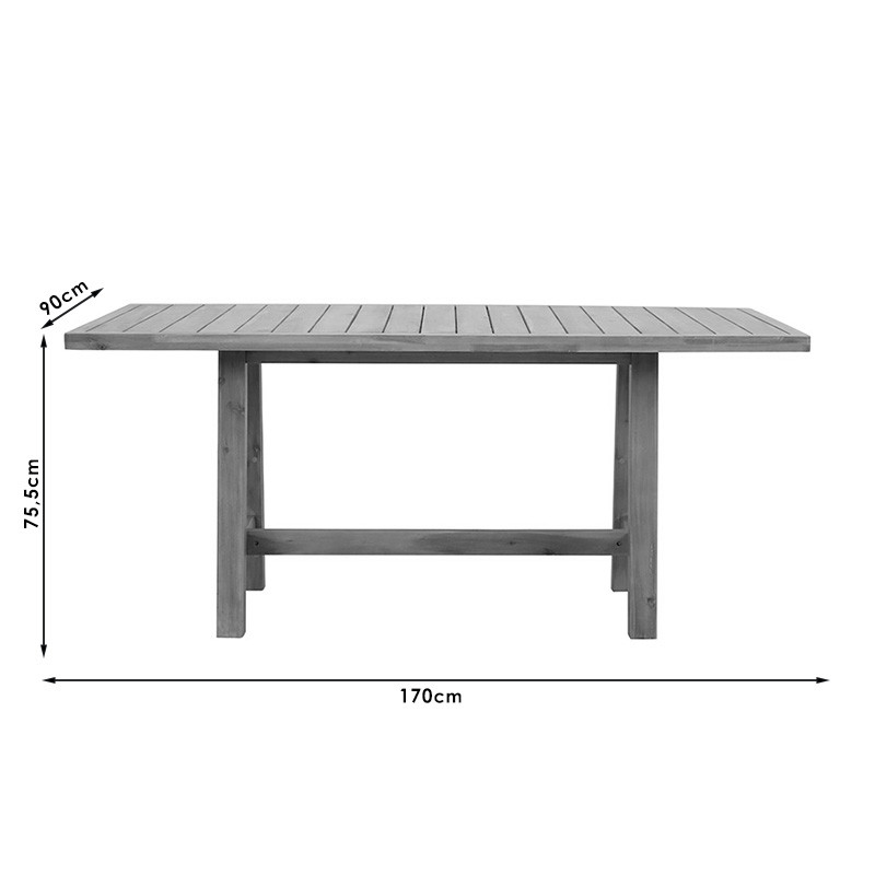Masa exterior Malibu din lemn de salcam natural 170x90x75.5cm