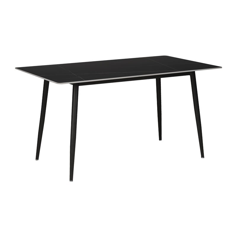 Masa Gustas piatra sinterizata marmura negru picioare metal negru 140x80x75 cm