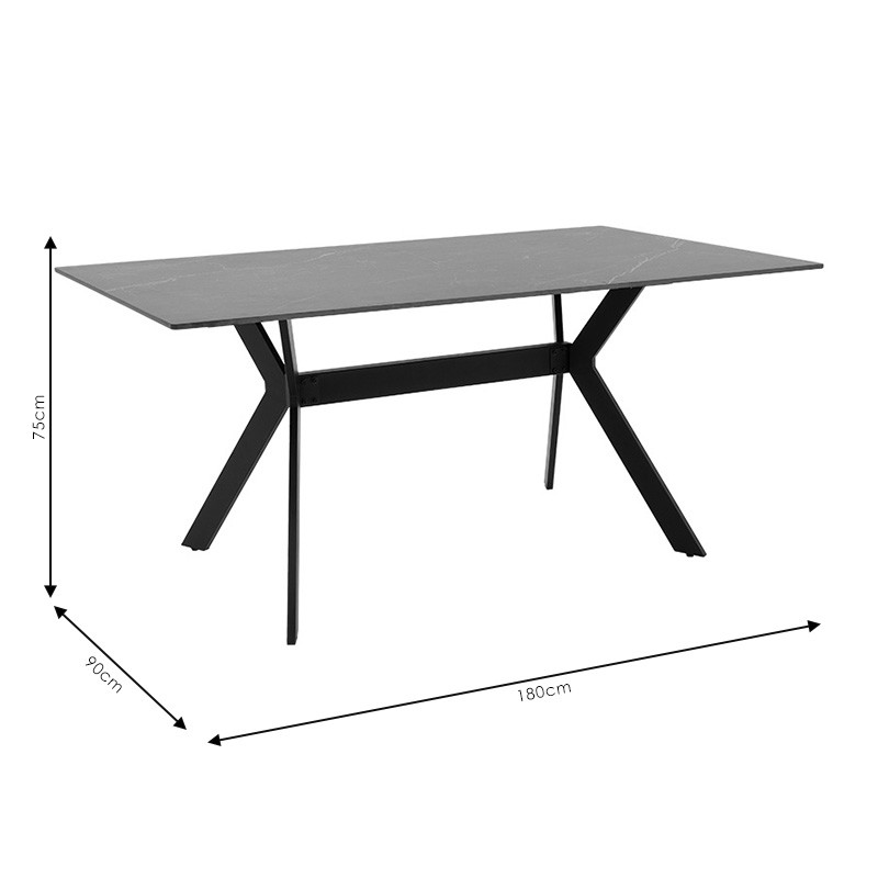 Masa Olivet imitatie de piatra aspect marmura neagra 180x90 x75cm
