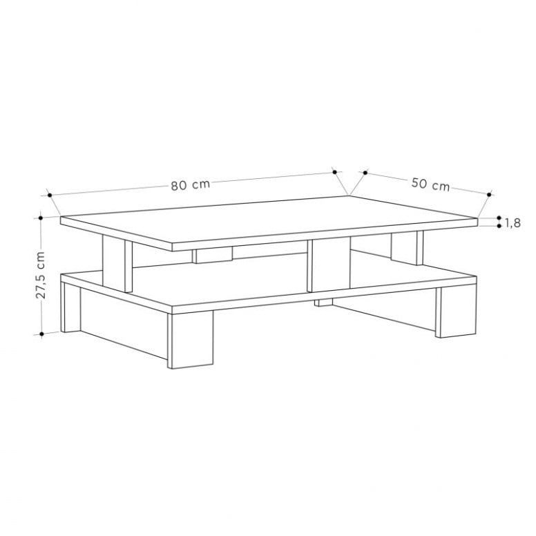 Masuta de Cafea Mansu Gri 80x50x27.5 cm - 4 | YEO