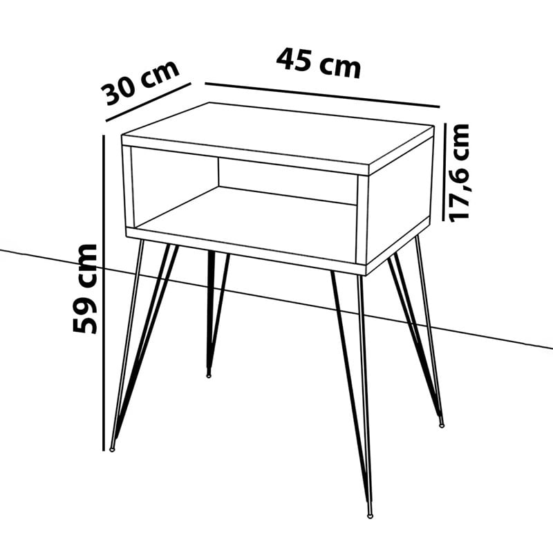 Noptiera Naida melamina alba 45x30x59 cm - 3 | YEO