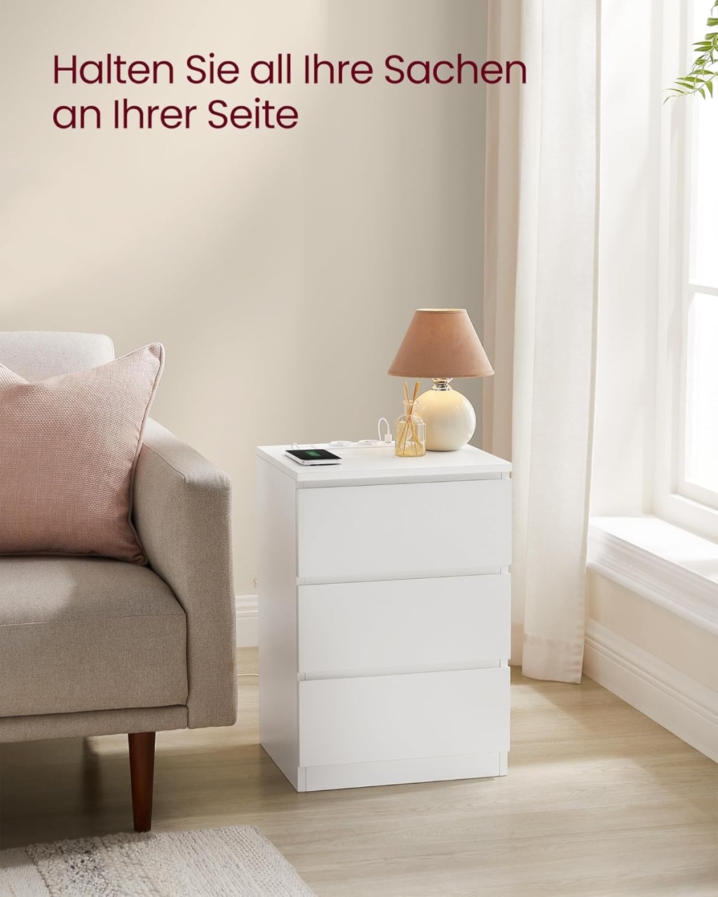 Noptiera, Vasagle, Alb, LET631W14V1, 35 x 40 x 59 cm - 1 | YEO