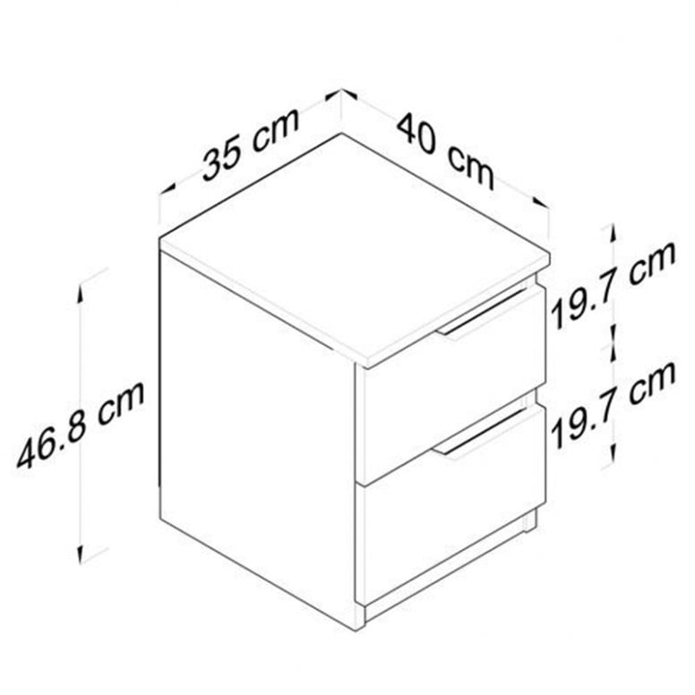 Noptiera Verena Alb-Walnut 35x40x47 cm - 4 | YEO