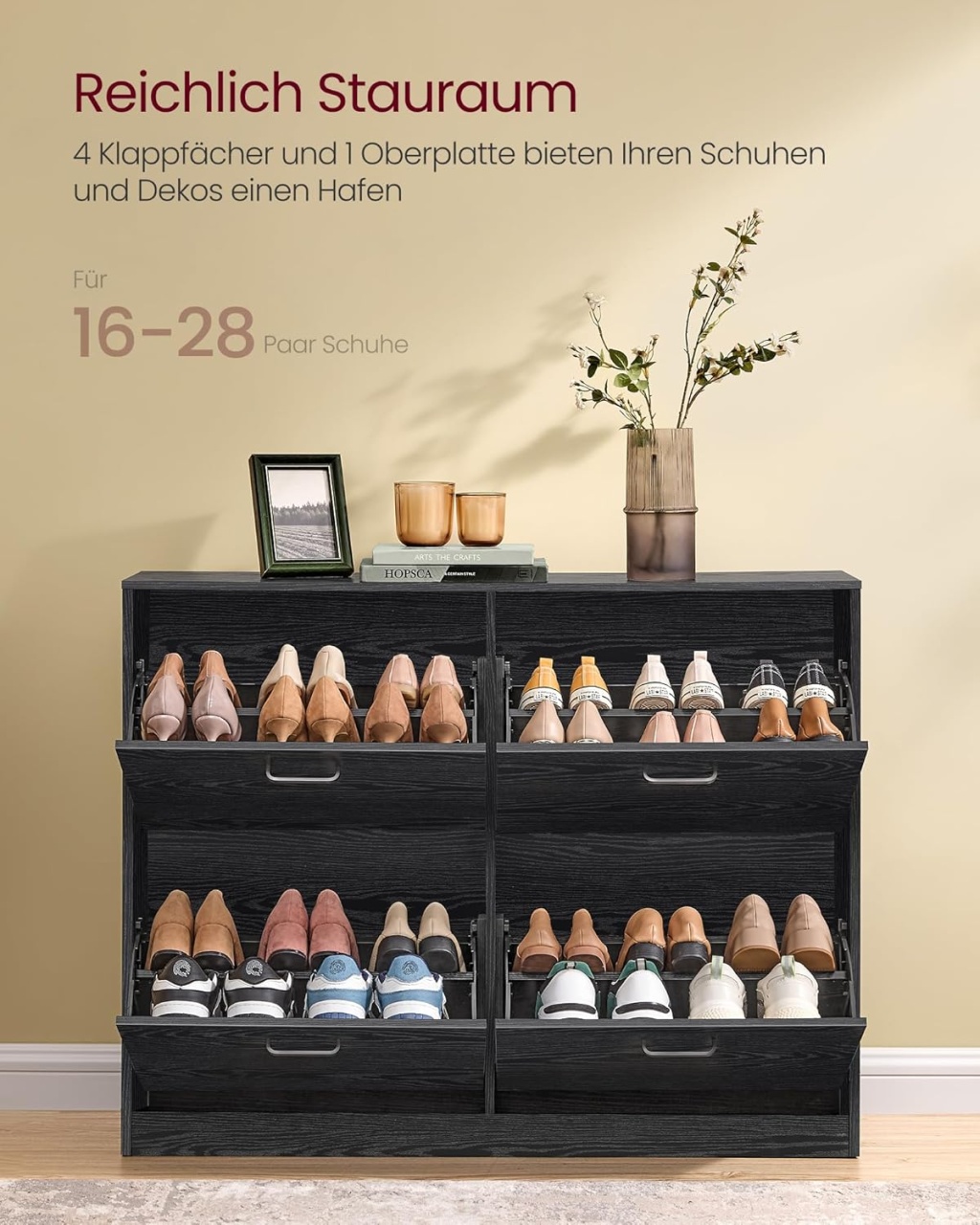 Pantofar Negru Vasagle, 16-28 perechi, 24 x 105.5 x 82.7 cm - 1 | YEO