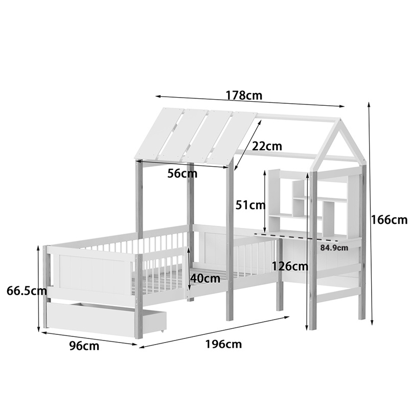 Pat Bedria Montessori Alb 178x196x166 cm